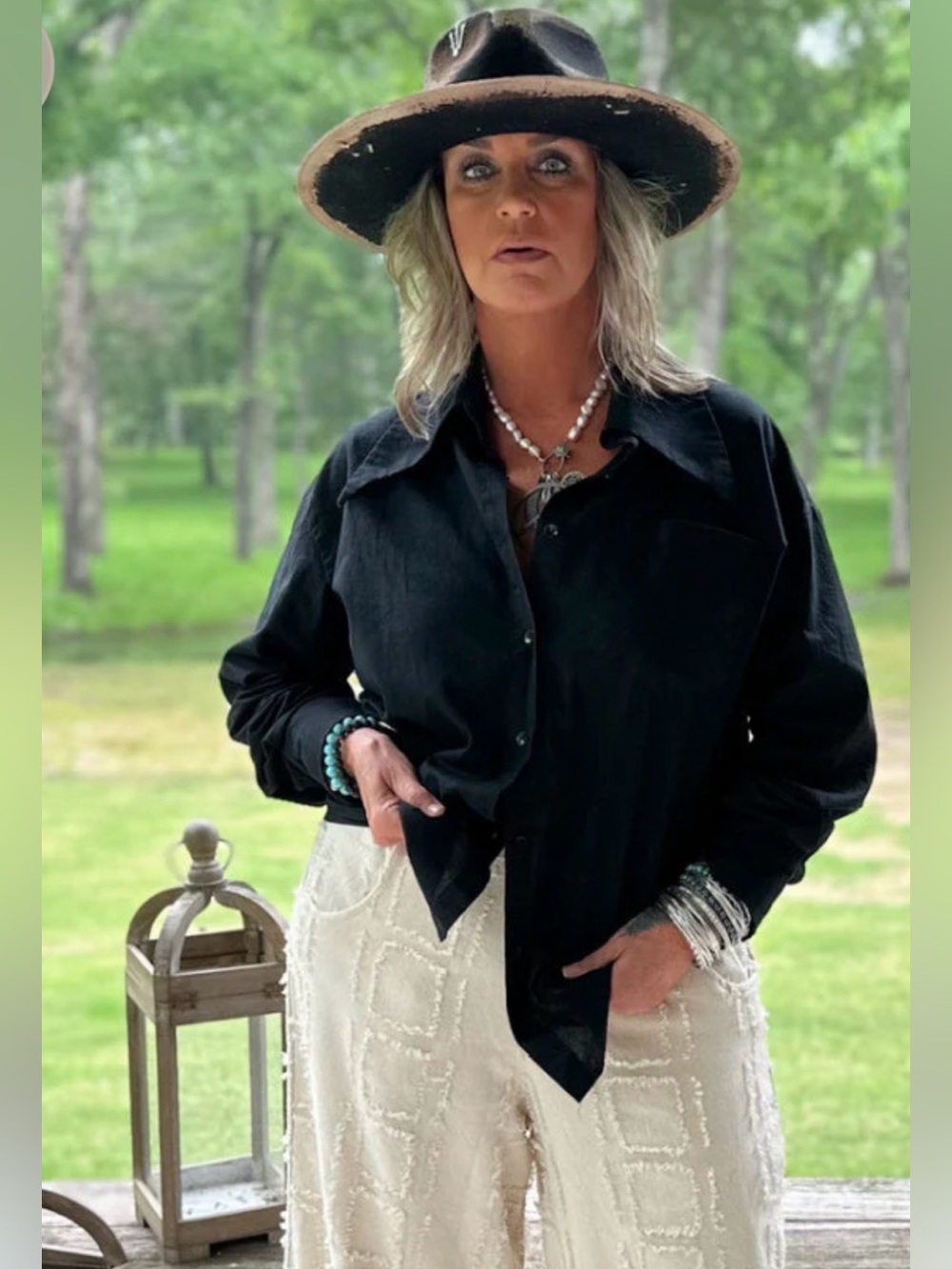 Jaded Gypsy To the Point Shirt - Midnight L/XL NWT